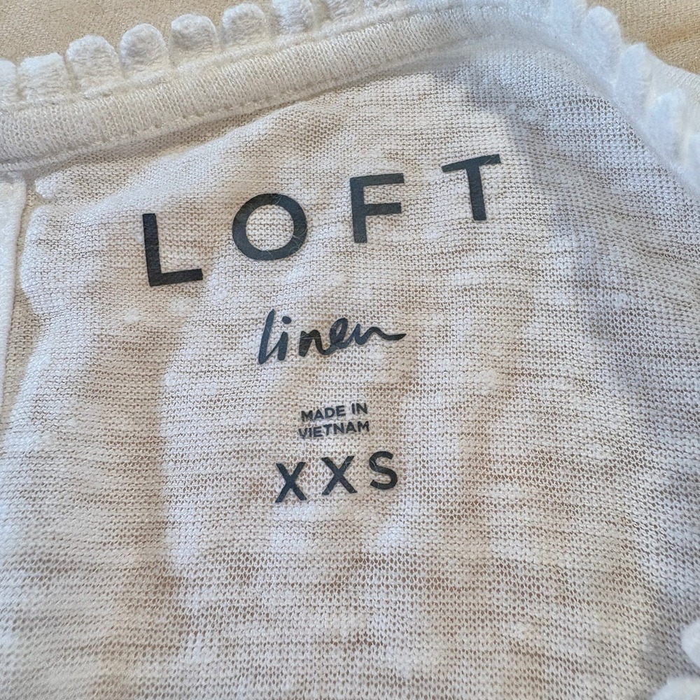 LOFT 100% Linen Womens White Flutter Sleeve Lightweight Top Size XXS - Picture 5 of 6